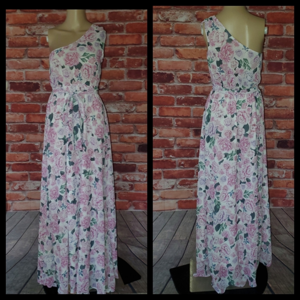 Purple Floral One Shoulder Maxi Dress Size 2 & 12 NWOT - Picture 7 of 7